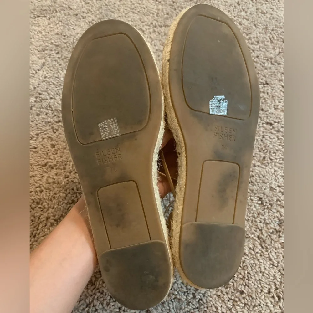 Eileen Fisher Lace Up Espadrilles Sandals Boho Casual Summer Vacation Tan 7.5